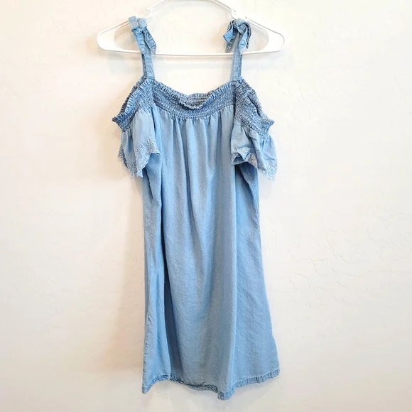 cold shoulder denim dress Medium Wash Off Shoulder Puff Sleeve Denim Bodycon Dress